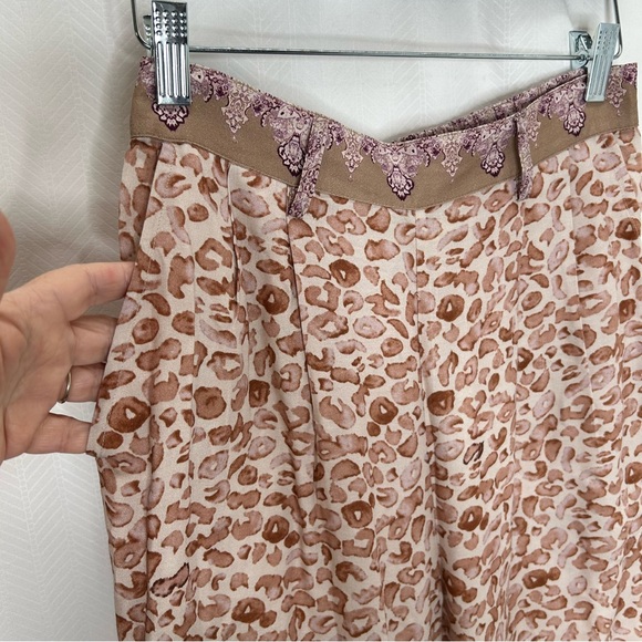 Ollari from Anthropologie cream animal print pull on pants high waisted - Picture 3 of 8